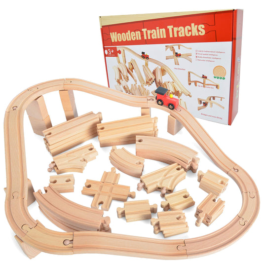 Wooden Train Track Set (52-piece)